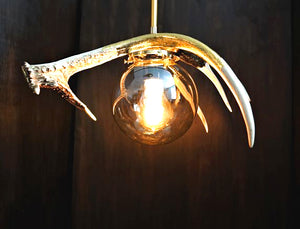 modern gold leaf natural deer antler pendant light