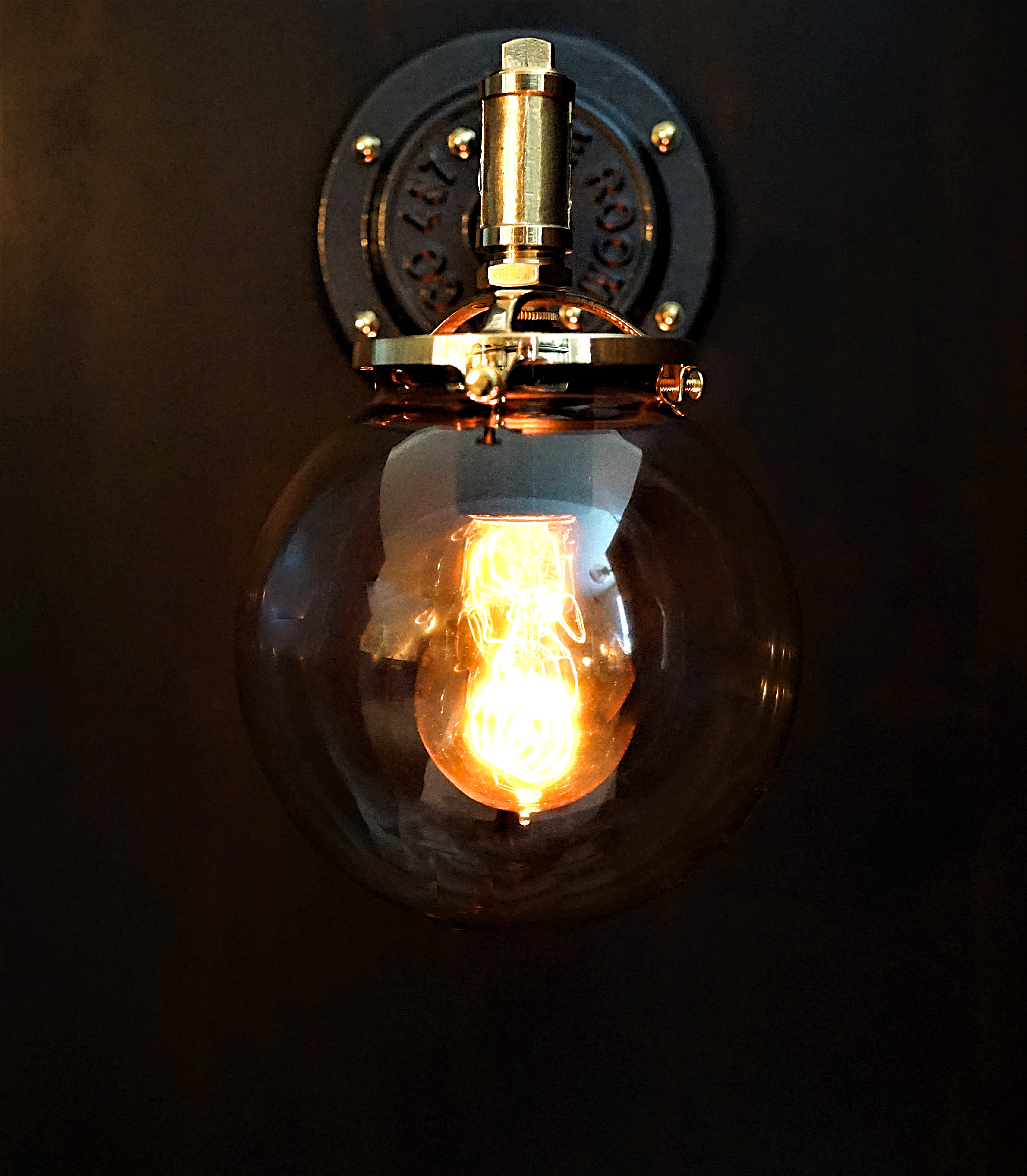 "The Station" Industrial Brass Globe Edison Wall Sconce - phoenixlighting