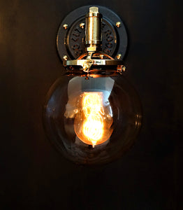 "The Station" Industrial Brass Globe Edison Wall Sconce - phoenixlighting