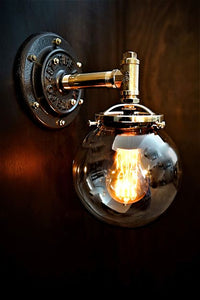 "The Station" Industrial Brass Globe Edison Wall Sconce - phoenixlighting