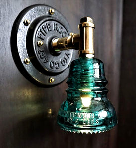 "The Skif" Industrial Brass Aqua Insulator Wall Sconce - phoenixlighting