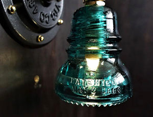 Industrial brass pipe glass insulator lighting fixture