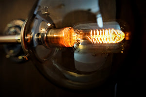 Glass smoke globe with retro edison bulb